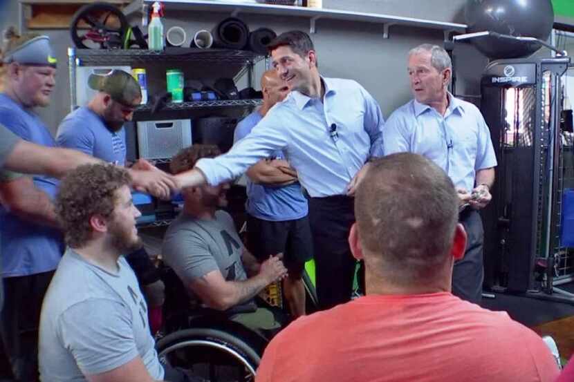 Former President George W. Bush and House Speaker Paul Ryan stopped by Adaptive Training...