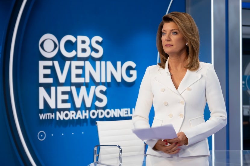 This image released by CBS News shows Norah O'Donnell on the new set of "CBS Evening News...