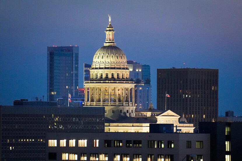 The Texas State Capitol is pictured at dusk in on Wednesday, June 8, 2022, in Austin.