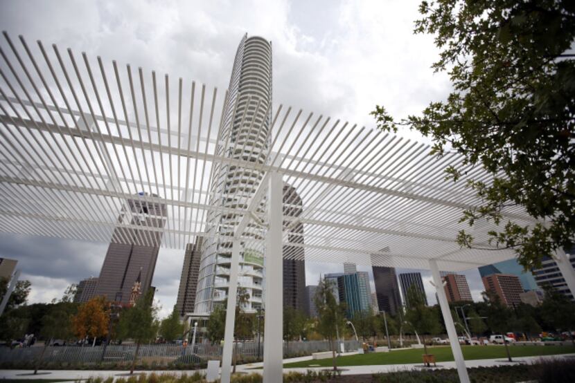 One of two pergolas at Klyde Warren Park in Dallas, TX on October 22, 2012.