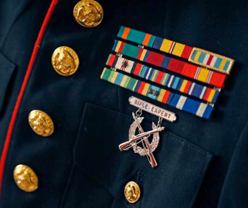 
The medals and ribbons on Saba’s uniform are kept at his parents’ house in Mesquite.

