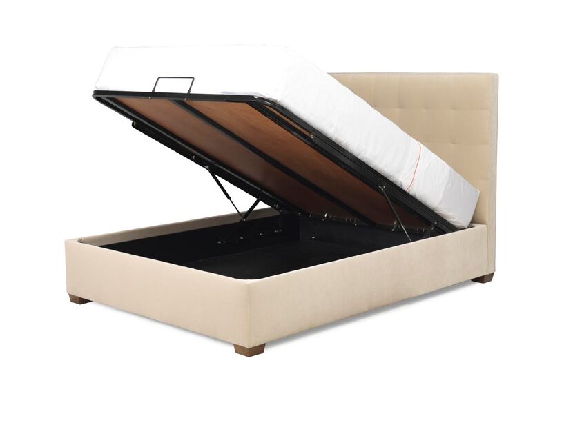 
Hidden treasure: The Butler upholstered platform bed provides 22 cubic feet of storage...