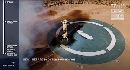 Blue Origin engineers guided the booster back to its landing pad in West Texas.