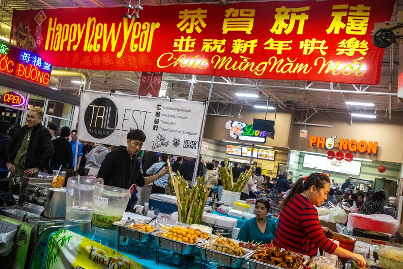 Several food venders filled Asia Times Square during the Lunar New Year Festival in Grand...