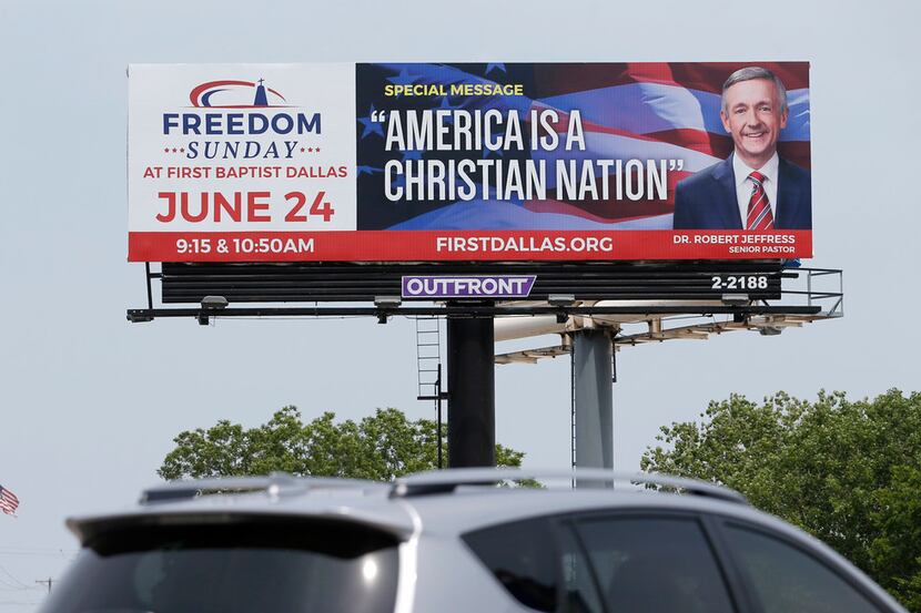 A billboard featuring Robert Jeffress could be seen along the Dallas North Tollway on June 7.