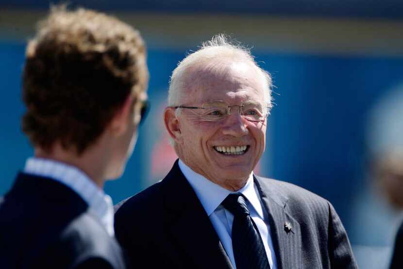Sep 29, 2013; San Diego, CA, USA; Dallas Cowboys owner Jerry Jones is all smiles on the...