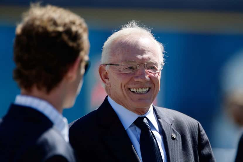 Sep 29, 2013; San Diego, CA, USA; Dallas Cowboys owner Jerry Jones is all smiles on the...