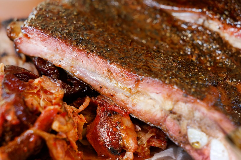 Ribs are seen at Goldee’s Barbecue. Saturday, Oct. 26, 2024, in Fort Worth. 