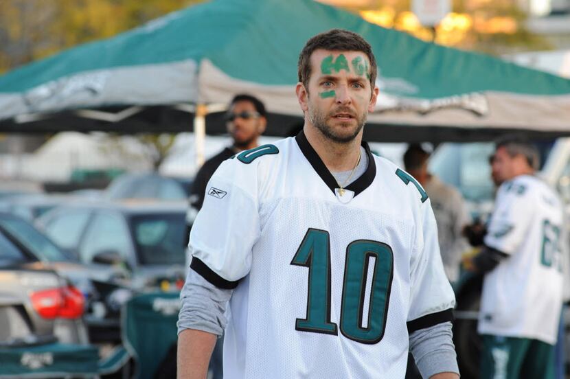 Bradley Cooper, dressed as an Eagles fan, in a scene from the movie Silver Linings Playbook. 