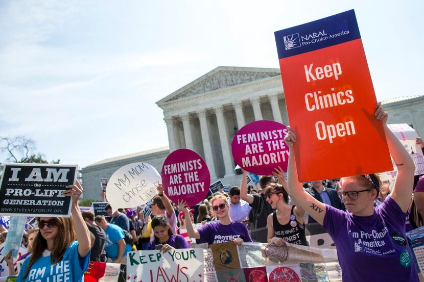 FILE -- Demonstrations outside the Supreme Court in Washington as a challenge to Texas state...