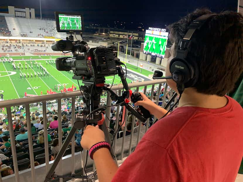 A crew of two adults and 14 students will run the live broadcast for Prosper ISD football...