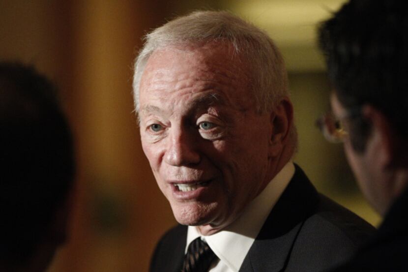 Dallas Cowboys owner Jerry Jones, speaking to reporters at the NFL owners meeting in 2011 in...