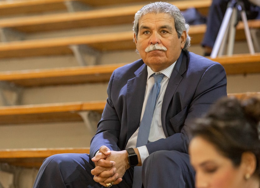 Dallas ISD superintendent Michael Hinojosa attends the resumption of the boys basketball...