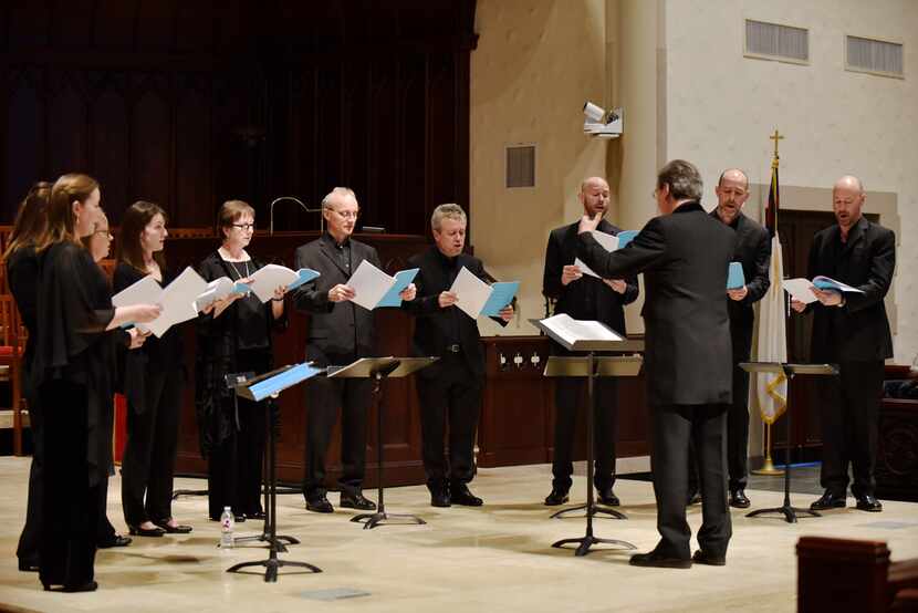 The Tallis Scholars, conducted by director Peter Phillips, perform a concert at Highland...