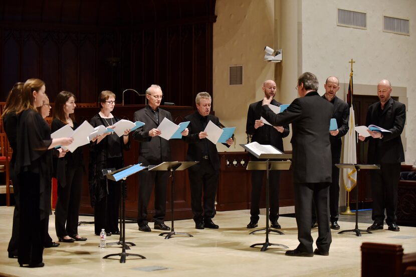 The Tallis Scholars, conducted by director Peter Phillips, perform a concert at Highland...