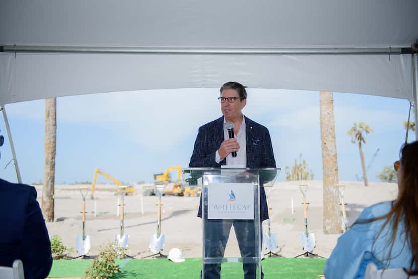 Steve Yetts, president of Dallas-based Ashlar Development, speaks at a May 1 groundbreaking...