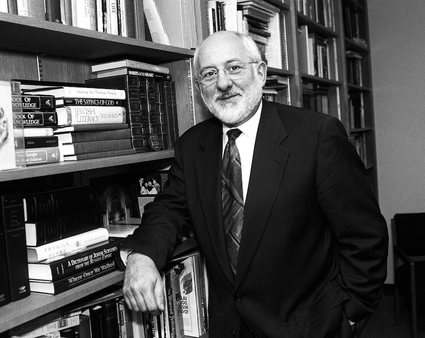 Rabbi Sheldon Zimmerman in his  office at Temple Emanu-El in 1994.   