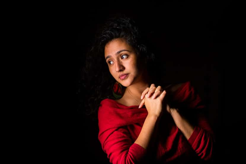 Poet Edyka Chilomé poses in The Dallas Morning News' studio on Friday, Dec. 14, 2018. 