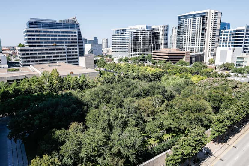 The Nasher Sculpture Center is seen from the Atelier building in September.