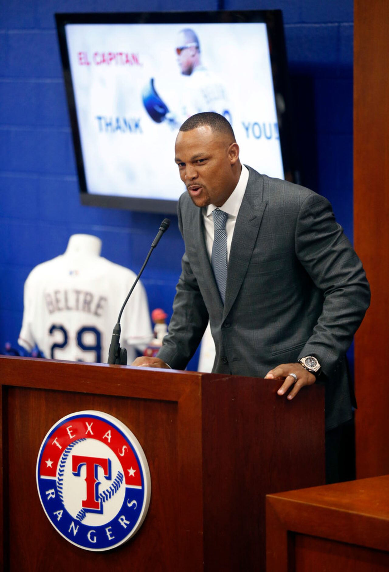 Former Texas Rangers third baseman Adrian Beltre, who announced his retirement from baseball...