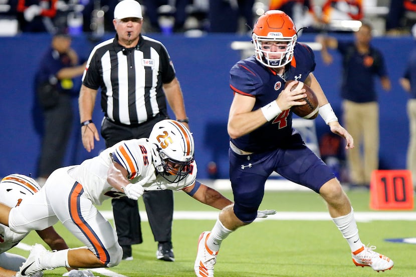 McKinney North quarterback Dillon Markiewicz (4) leads Dallas-area players in passing yards...