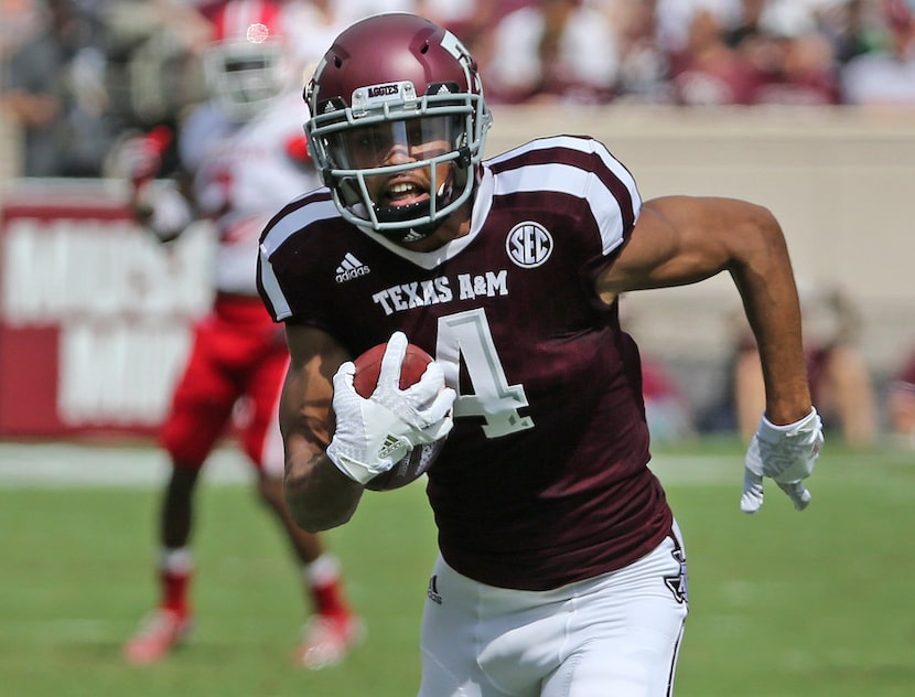 Texas A&M Aggies wide receiver Damion Ratley (4) is pictured during the Louisiana Lafayette...