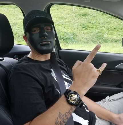 Omar Gonzalez wearing a mask in a Facebook post. Police say the conspirators wore masks...