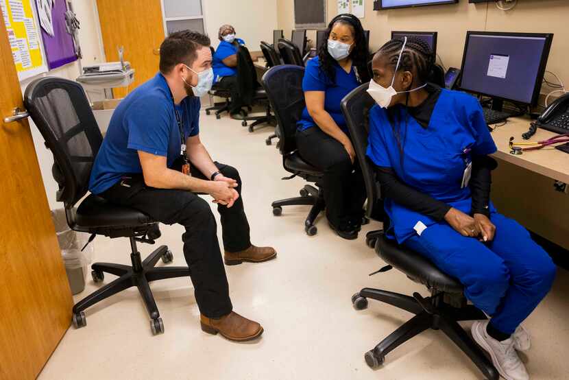 From left, Kelly Stevens, Parkland nurse and unit manager, nurse Simone Brackens and...