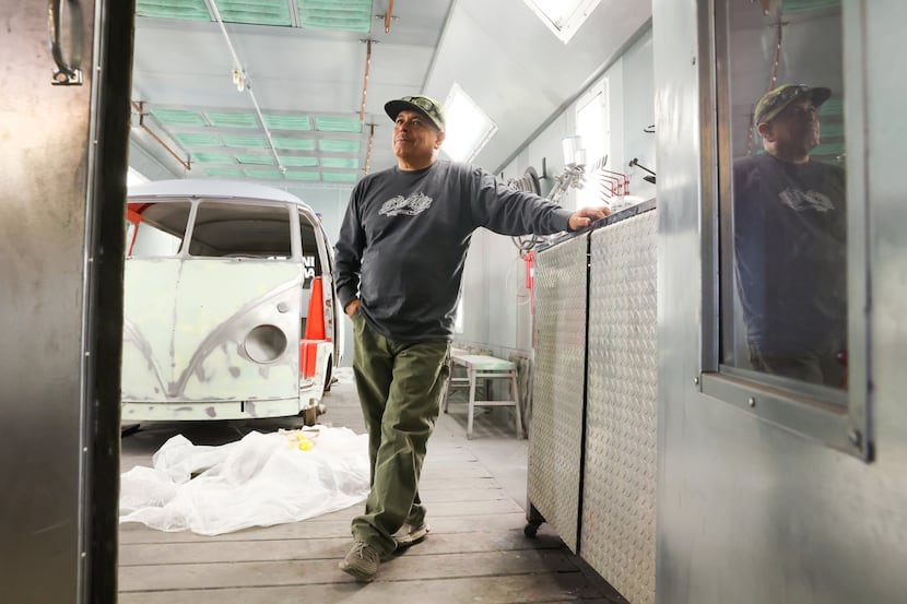 Javier "Shorty" Ponce stands in what he refers to as his "kitchen," the paint shop portion...