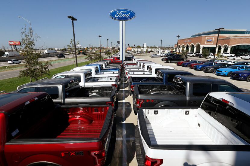 New trucks on the lot at Five Star Ford in Carrollton.