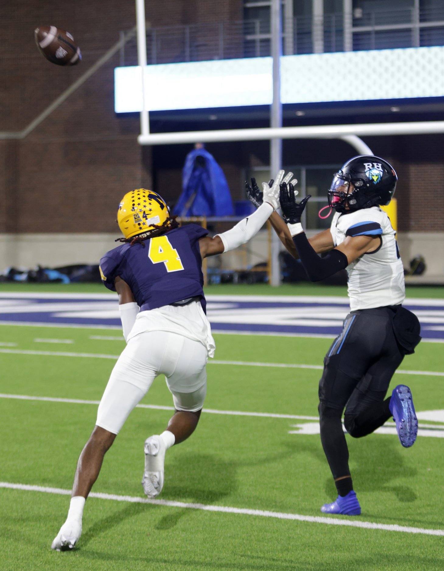 Rock Hill player #2 Bryce Allen lines up for a deep pass as McKinney player #4 Ja'bree...