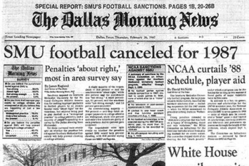 SMU football program gets NCAA's Death Penalty. A scandal-ridden and out-of-control football...