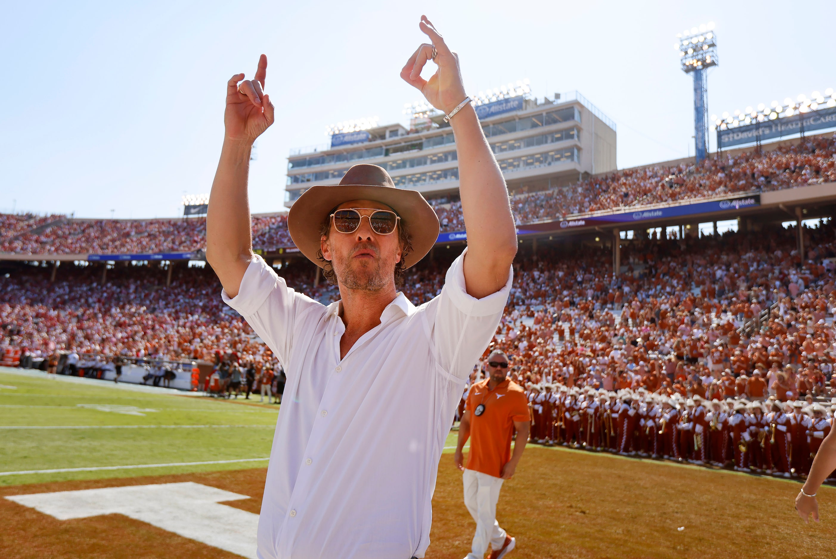 Actor and University of Texas Minister of Culture Matthew McConaughey gets the  Texas...