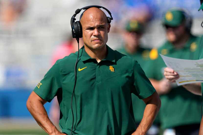 FILE - Baylor head coach Dave Aranda walks the sideline during the first half of an NCAA...