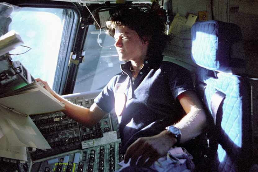 In this June 1983 photo released by NASA, astronaut Sally Ride, a specialist on shuttle...