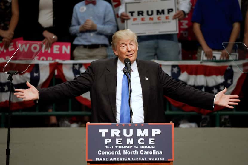 Donald Trump spoke during a campaign rally Thursday in Concord, N.C. (Chuck Burton/The...