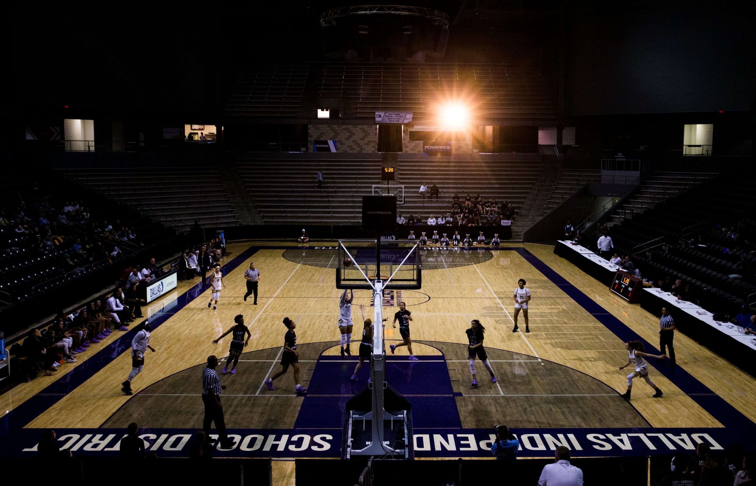 The sun peeks. through a window as McKinney takes on Pflugerville Hendrickson in a UIL 6A...