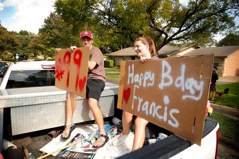 Signs, birthday cards and friendly wishes were showered upon Dieter by folks young and old....