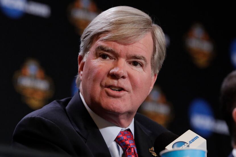 FILE - In this March 30, 2017, file photo, NCAA President Mark Emmert answers a question at...
