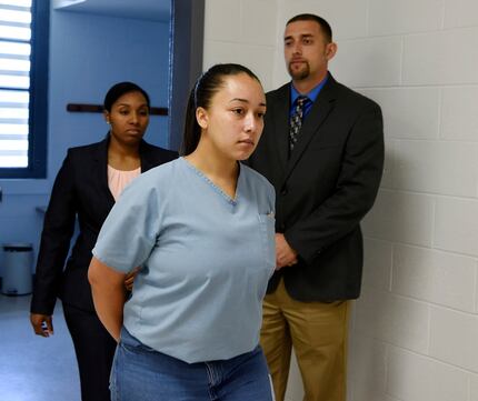 This May 23, 2018, photo shows Cyntoia Brown entering her clemency hearing at the Tennessee...