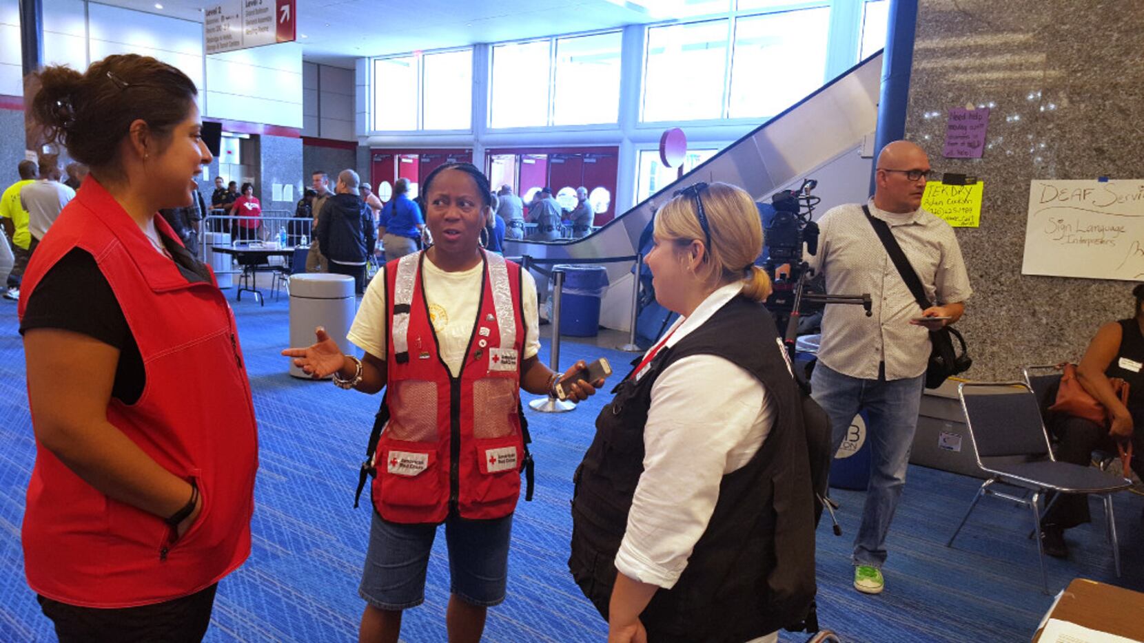 Vic Parker, a Red Cross volunteer from Delaware who's managing the Harvey refugee center at...
