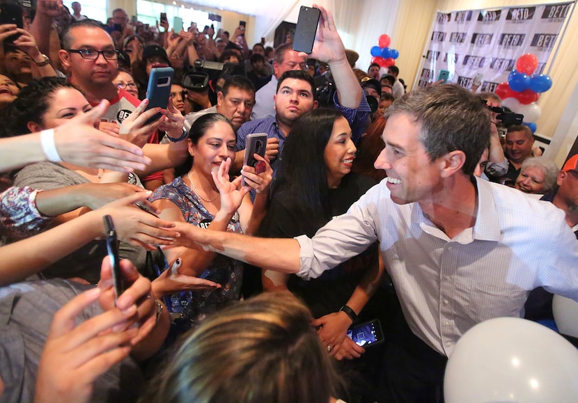 U.S. Rep. Beto O'Rourke, D-El Paso, shown stumping in Edinburg last month, has a lead in TV...