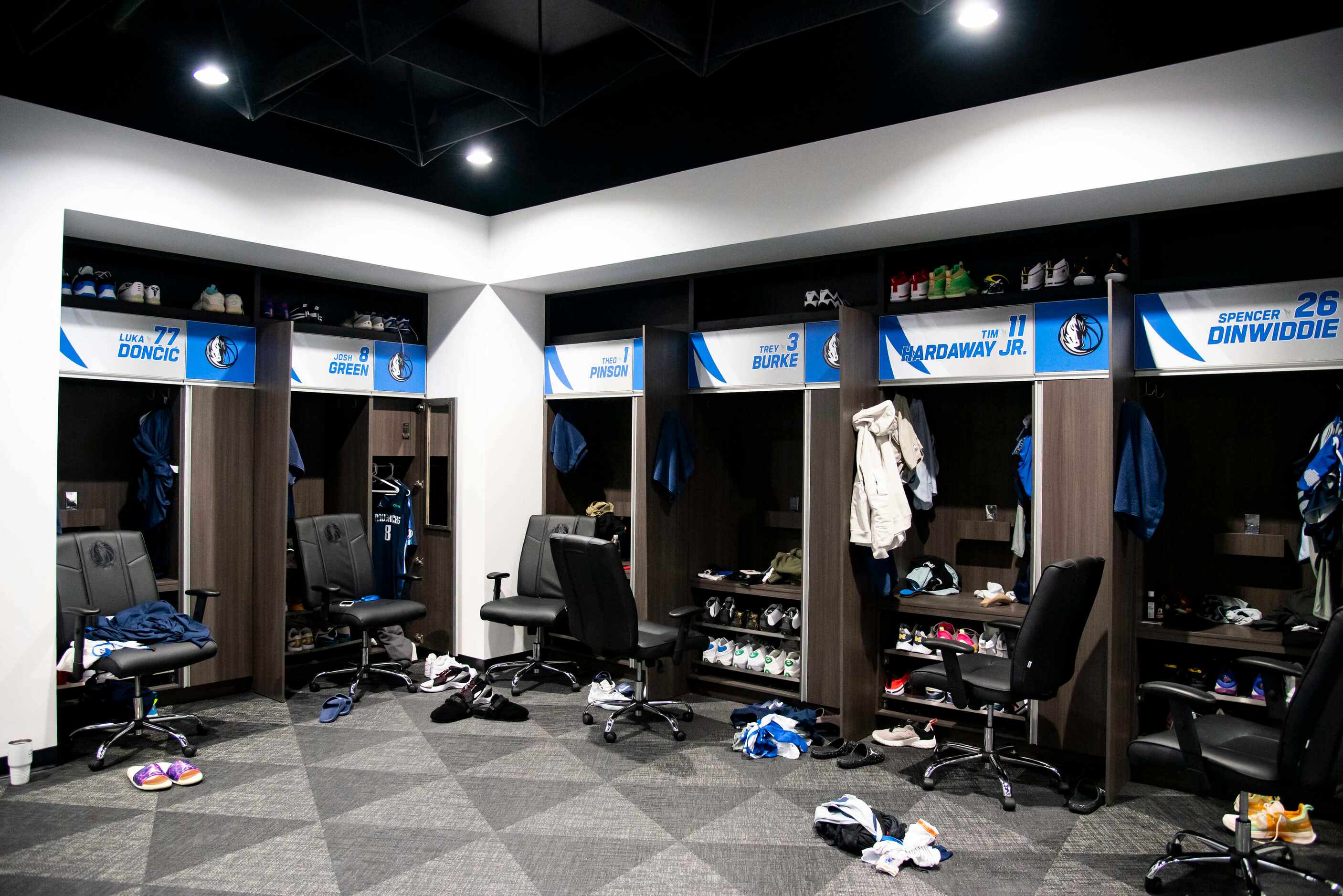 A view of the new locker rooms at the Dallas Mavericks BioSteel Practice Center in downtown...