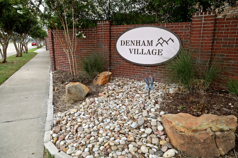 The Denham Village neighborhood with new signage and landscaping in Plano on Friday, June...