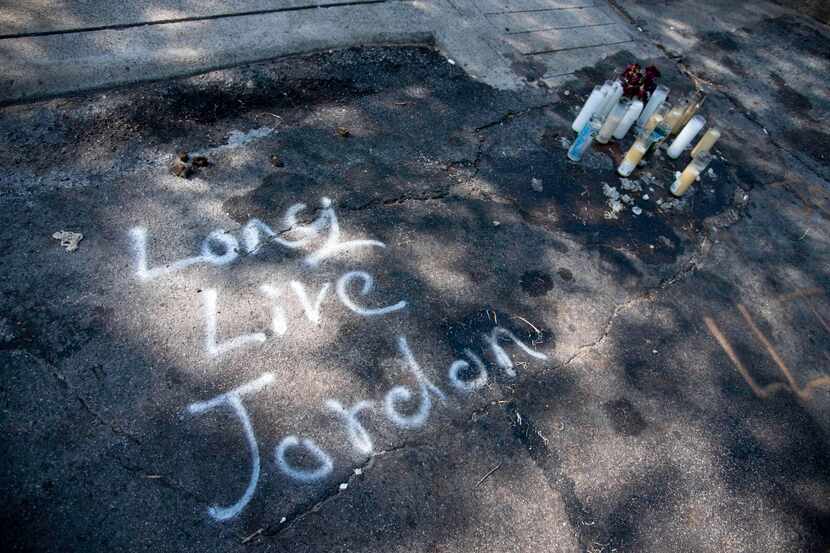 “Long Live Jordan” is written near the place where Jordan Perez, 14, was fatally shot this...
