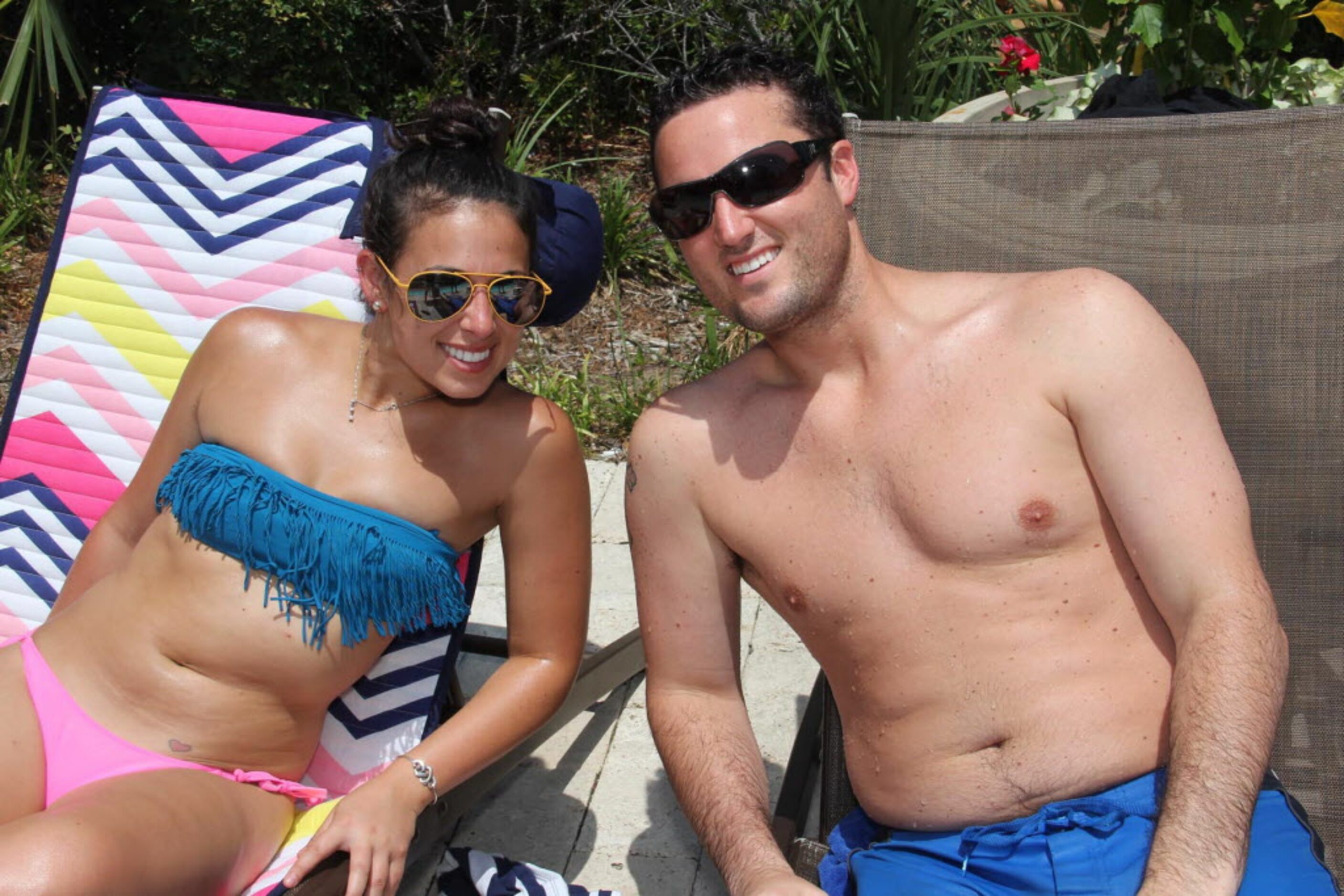 Cynde Pintos and Jake Connerton at the FC Dallas pool party at Legacy Village in Plano on...