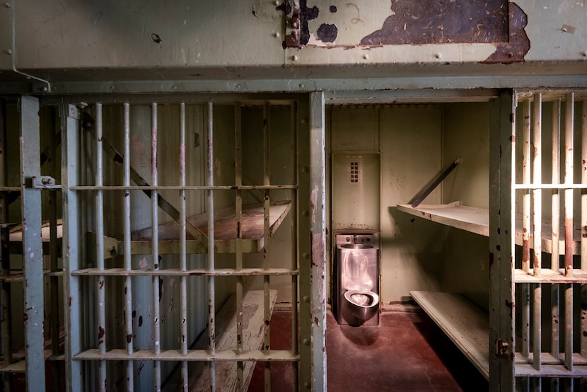 The jail cell where Lee Harvey Oswald was held is seen as guest tour the building following...