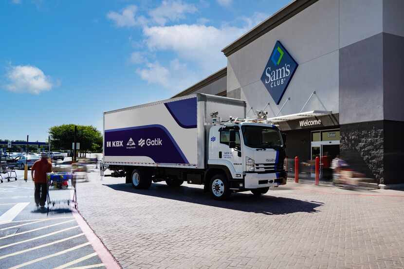 Gatik will begin delivering items to Sam's Clubs in North Texas using these 26-foot box trucks.