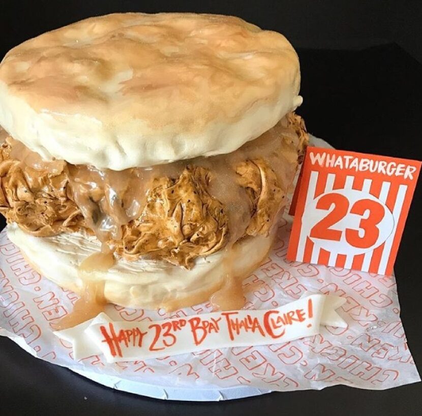 Looks like chicken and tastes like cake. A Honey butter chicken biscuit cake by Samantha Cade. 