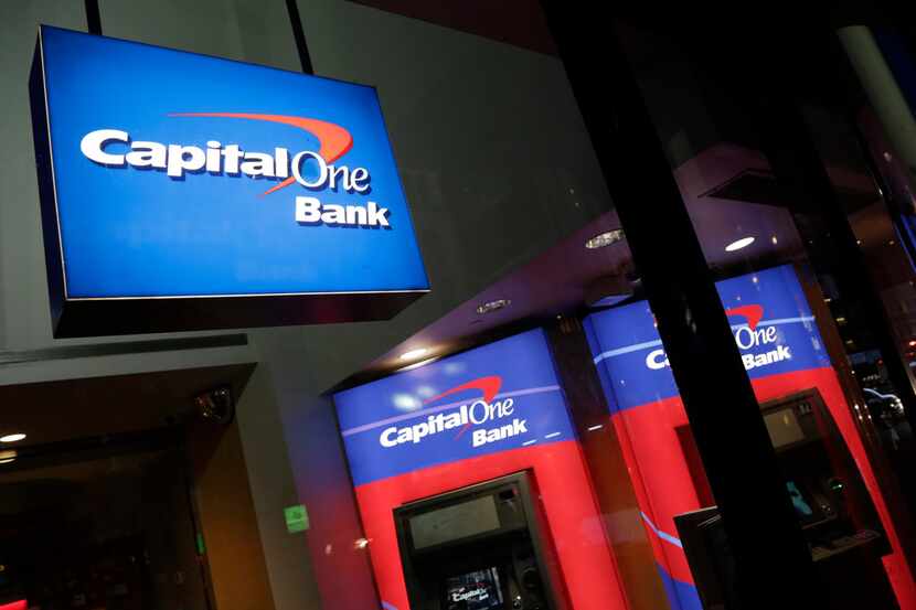 This file photo shows a Capital One bank in New York.